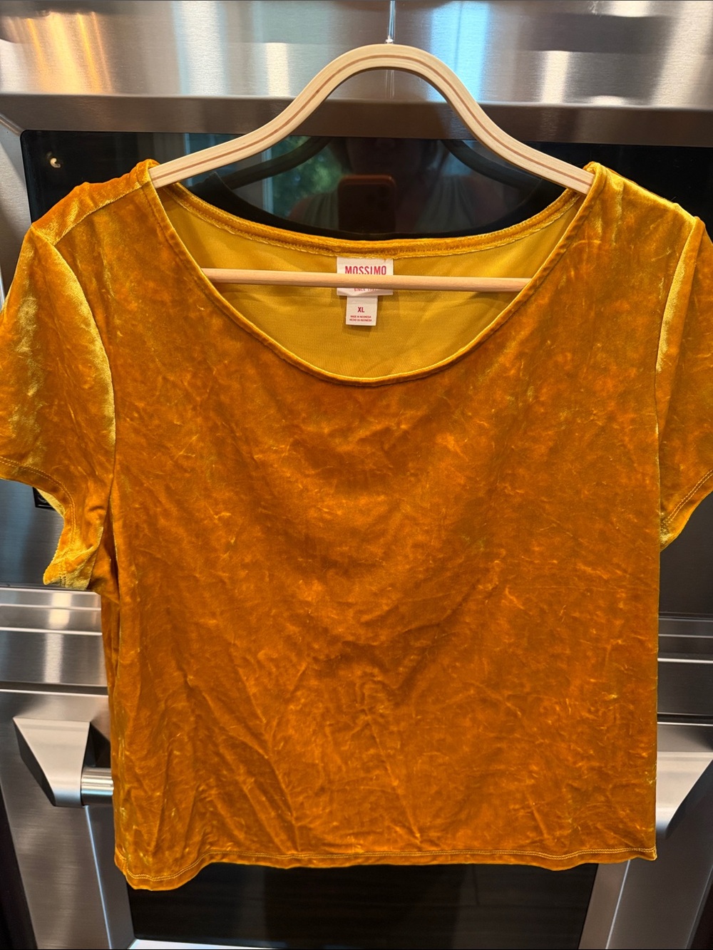 Mossimo Supply Co. Mustard Gold Velvet Scoop Neck Tee